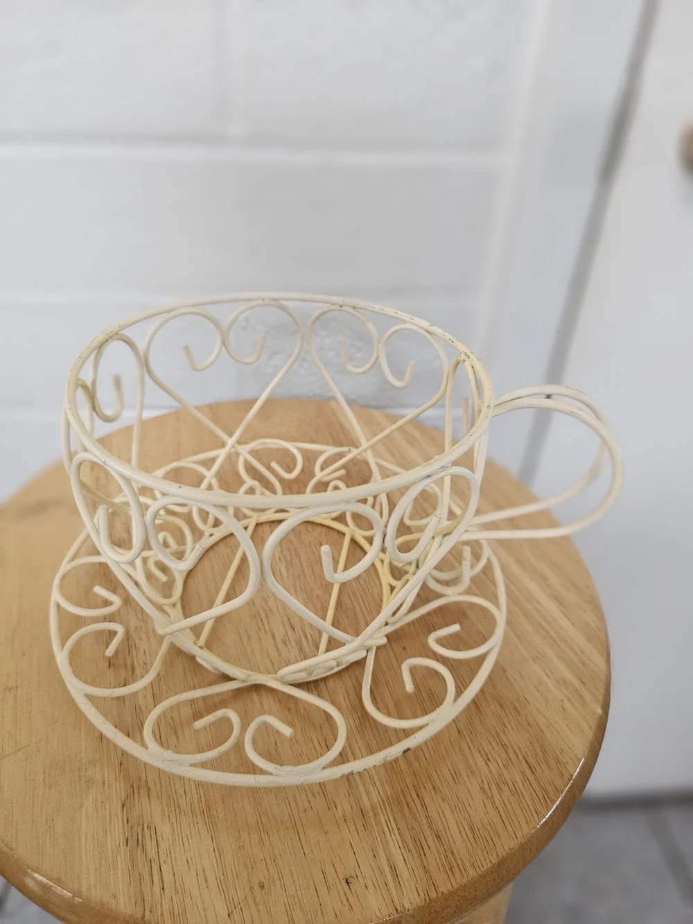 Cream Decorative Metal Wall Basket - Brand